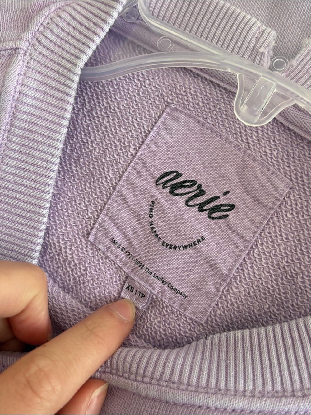 aerie Lavender 'Going Off The Rails' Graphic Crewneck Sweatshirt Size XS - Picture 3 of 6